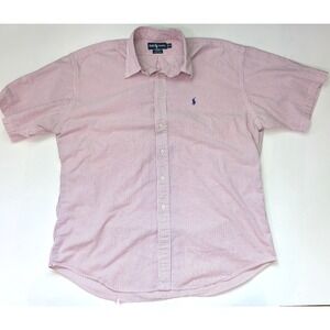Polo Ralph Lauren‎ Pink & White Stripe Seersucker S/S Shirt Men's Size XL